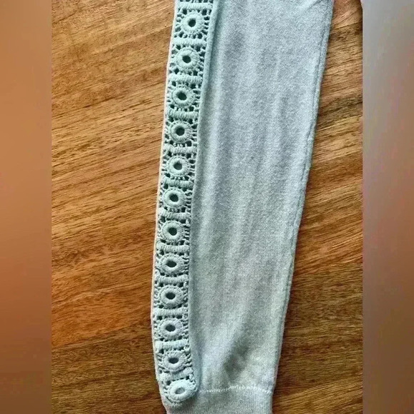 LOFT Mint Knit Pullover Sweater with Crochet Sleeves | Size XS - Picture 8 of 14